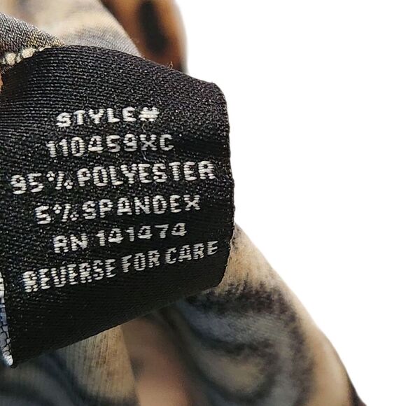 Liz Mccoy Blouse Size 1X Animal Print Tie Front Short Sleeves Stretch - Picture 10 of 11